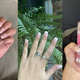 My hand, holding, from left to right, an invisible penis, the leaves of a Boston fern, and a face mist